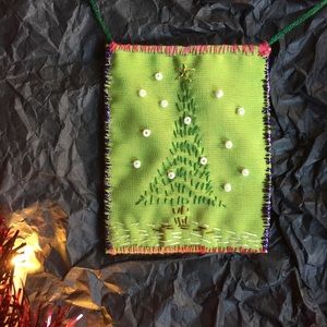 Christmas Tree handmade doubleside fabric necklace